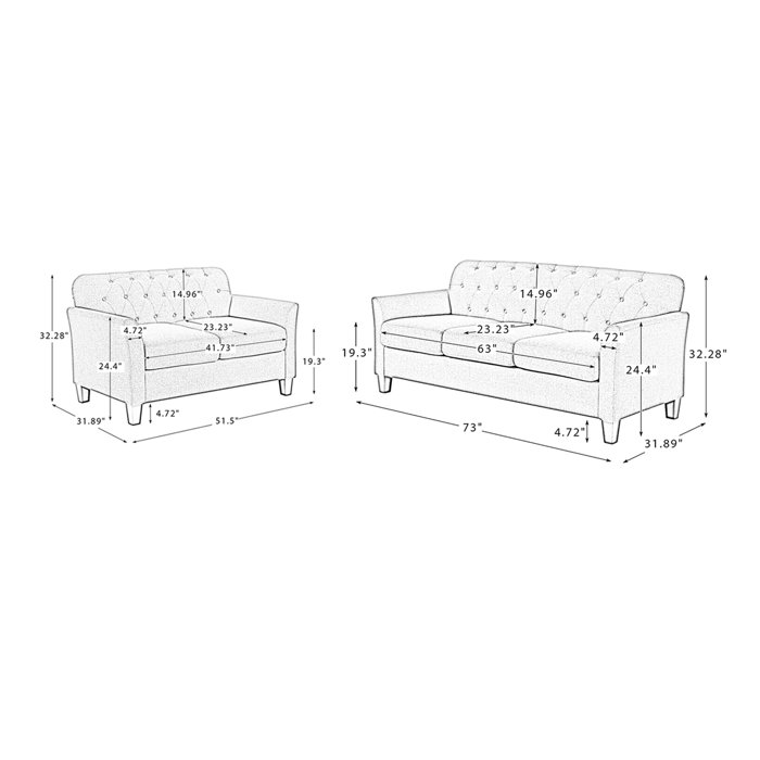 Lark Manor Aimo 3 Piece Living Room Set Wayfair